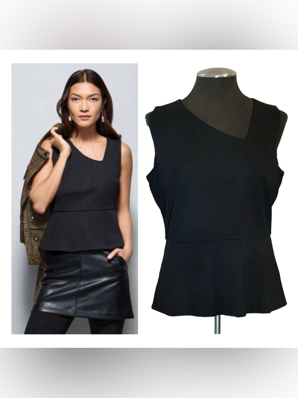 🆕 CAbi – Starlet Black Sleeveless Zip Back Career Shell Top #4578 – Small